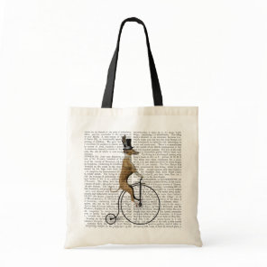 Greyhound on Black Penny Farthing Bike Tote Bag