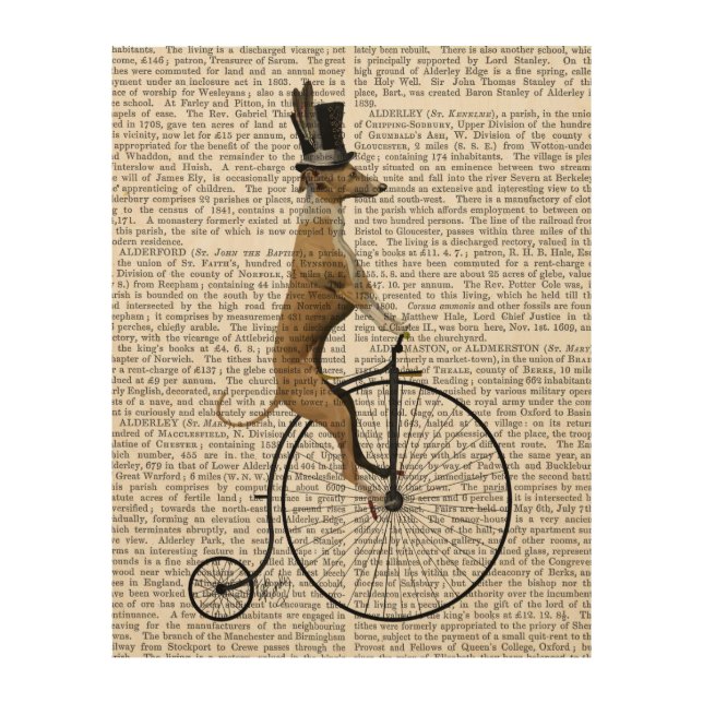 Greyhound on Black Penny Farthing Bike Wood Wall Art (Front)