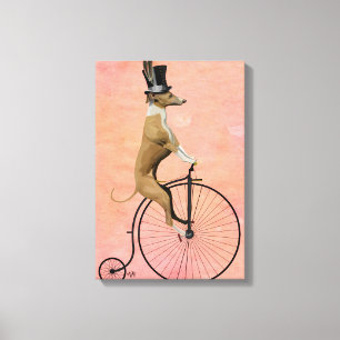 Greyhound on Black Penny Farthing Canvas Print