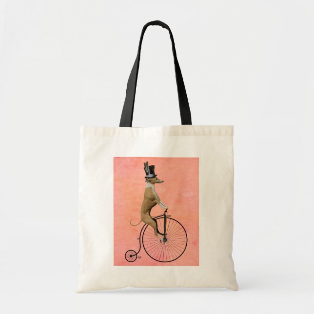 Greyhound on Black Penny Farthing Tote Bag (Front)