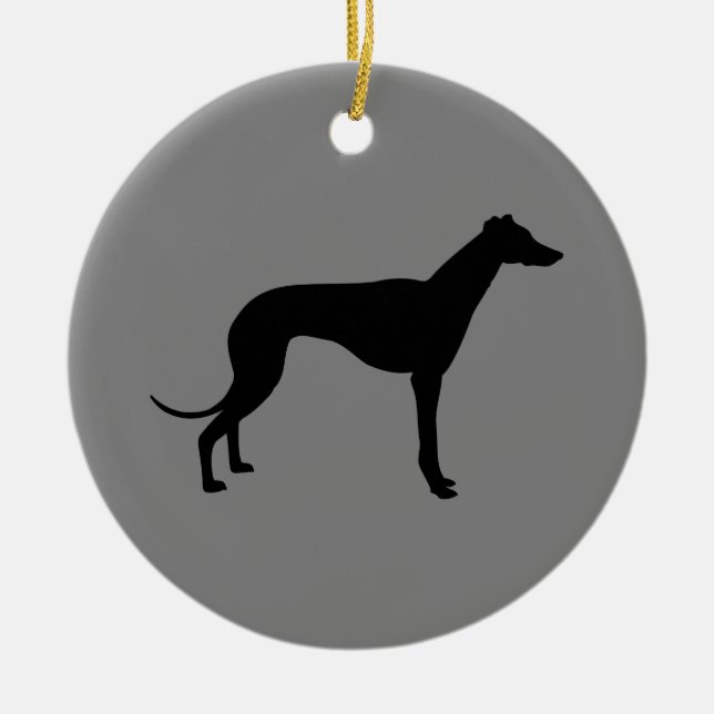 Greyhound on Gray Ceramic Ornament (Front)