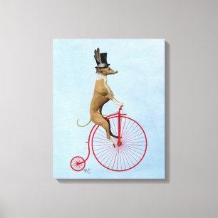 Greyhound on Red Penny Farthing Bike Canvas Print