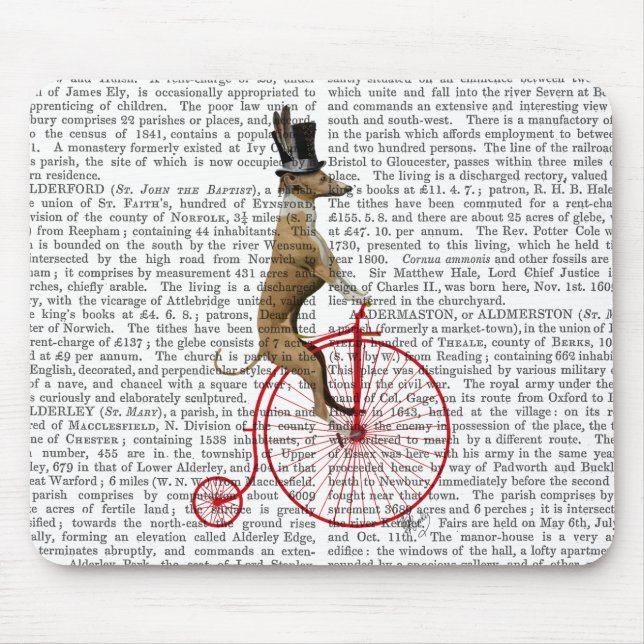 Greyhound on Red Penny Farthing Bike Mouse Pad (Front)