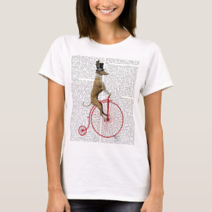 Greyhound on Red Penny Farthing Bike T-Shirt