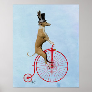 Greyhound on Red Penny Farthing Poster