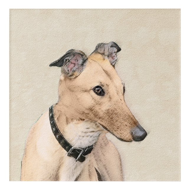 Greyhound Painting - Cute Original Dog Art (Front)