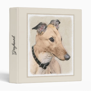 Greyhound Painting - Cute Original Dog Art 3 Ring Binder