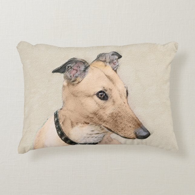 Greyhound Painting - Cute Original Dog Art Accent Pillow (Front)