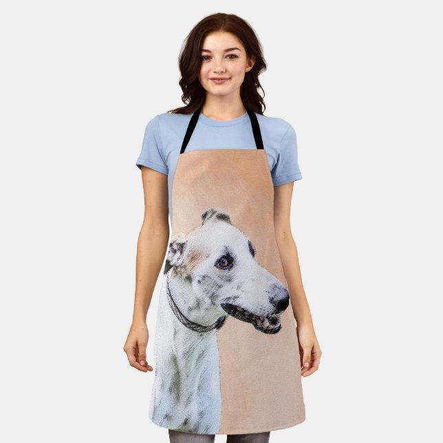 Greyhound Painting - Cute Original Dog Art Apron (Worn)