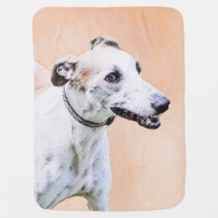 Greyhound Painting - Cute Original Dog Art Baby Blanket