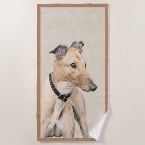 Greyhound Painting _ Cute Original Dog Art Beach Towel