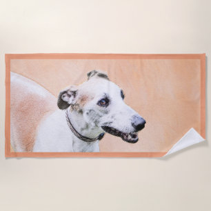 Greyhound Painting - Cute Original Dog Art Beach Towel