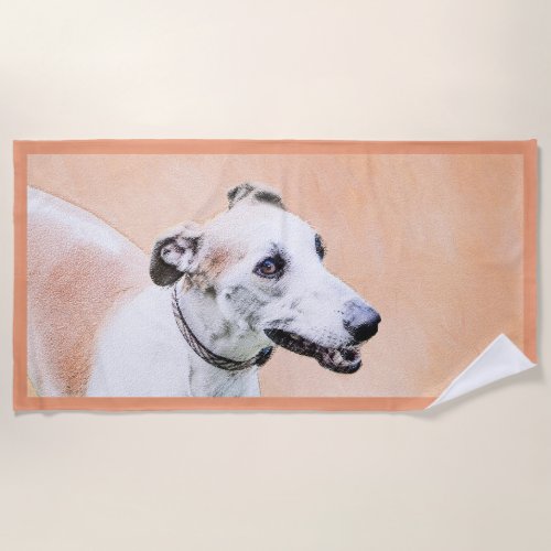 Greyhound Painting _ Cute Original Dog Art Beach Towel