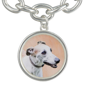 Greyhound Painting - Cute Original Dog Art Bracelet