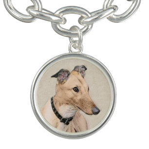 Greyhound Painting - Cute Original Dog Art Bracelet