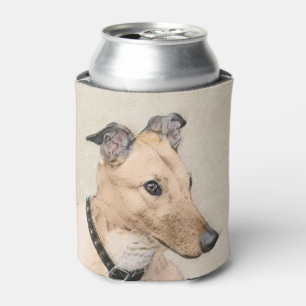 Greyhound Painting - Cute Original Dog Art Can Cooler
