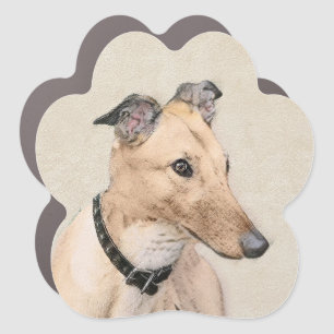 Greyhound Painting - Cute Original Dog Art Car Magnet