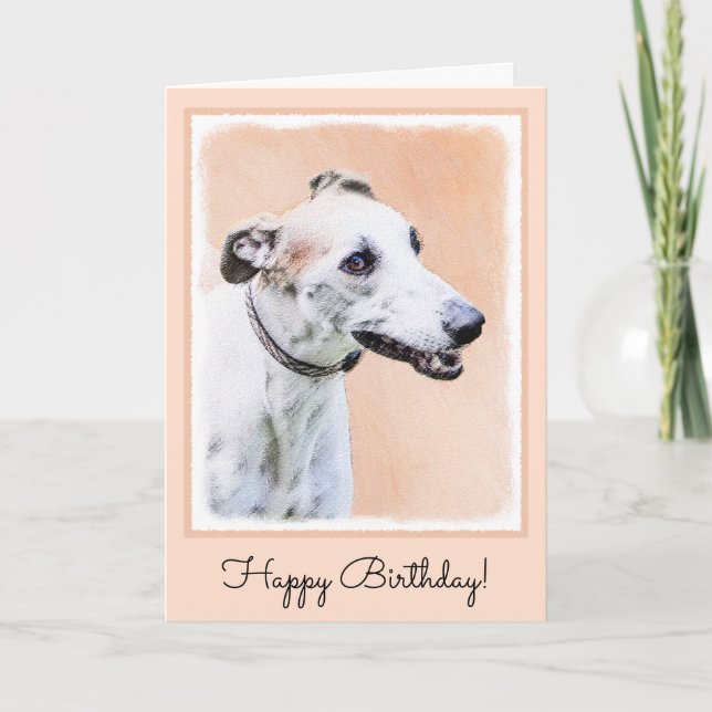 Greyhound Painting - Cute Original Dog Art Card (Front)