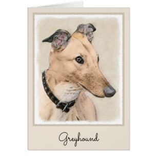 Greyhound Painting - Cute Original Dog Art Cards