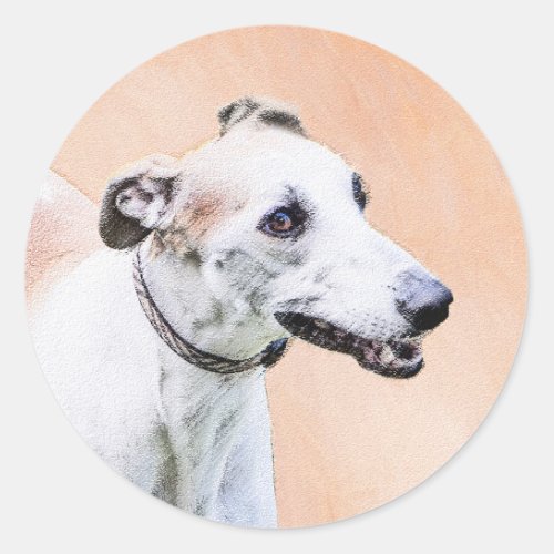Greyhound Painting _ Cute Original Dog Art Classic Round Sticker