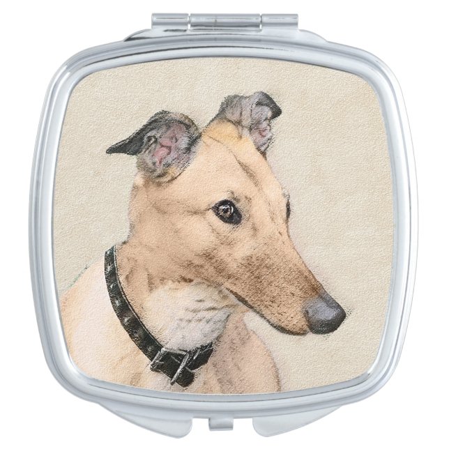 Greyhound Painting - Cute Original Dog Art Compact Mirror (Front)
