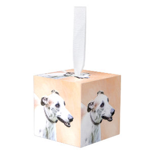 Greyhound Painting - Cute Original Dog Art Cube Ornament