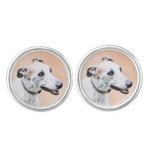 Greyhound Painting - Cute Original Dog Art Cufflinks
