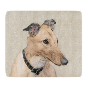 Greyhound Painting - Cute Original Dog Art Cutting Board