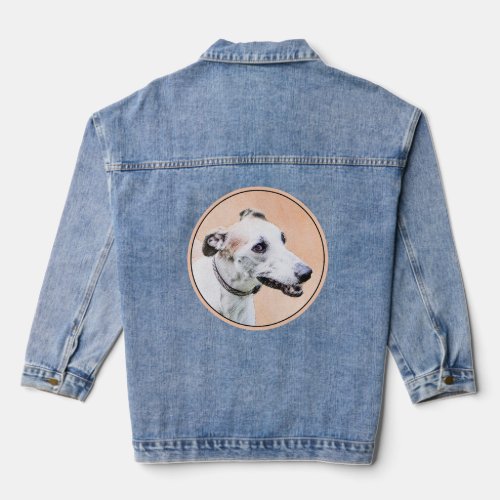 Greyhound Painting _ Cute Original Dog Art Denim Jacket