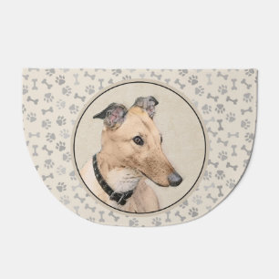 Greyhound Painting - Cute Original Dog Art Doormat