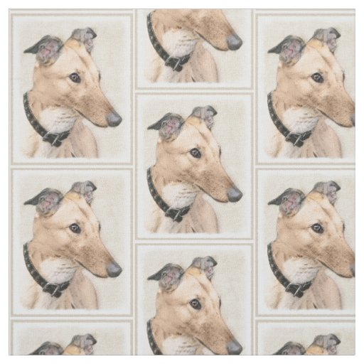 Greyhound Painting - Cute Original Dog Art Fabric