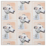 Greyhound Painting - Cute Original Dog Art Fabric