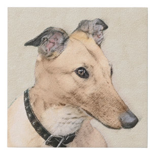 Greyhound Painting - Cute Original Dog Art Faux Canvas Print