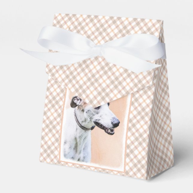 Greyhound Painting - Cute Original Dog Art Favor Boxes (Front Side)