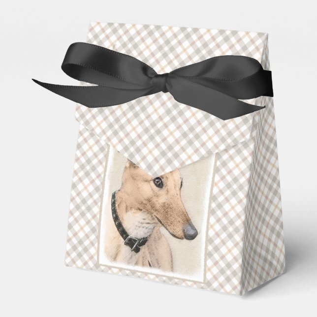 Greyhound Painting - Cute Original Dog Art Favor Boxes (Front Side)