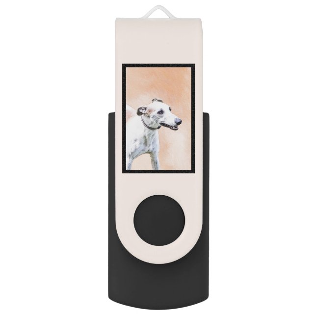 Greyhound Painting - Cute Original Dog Art Flash Drive (Back (Vertical))
