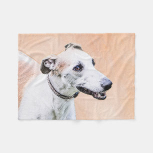 Greyhound Painting - Cute Original Dog Art Fleece Blanket