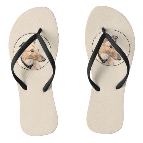 Greyhound Painting _ Cute Original Dog Art Flip Flops