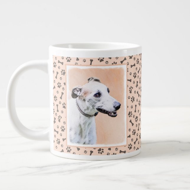 Greyhound Painting - Cute Original Dog Art Giant Coffee Mug (Left)