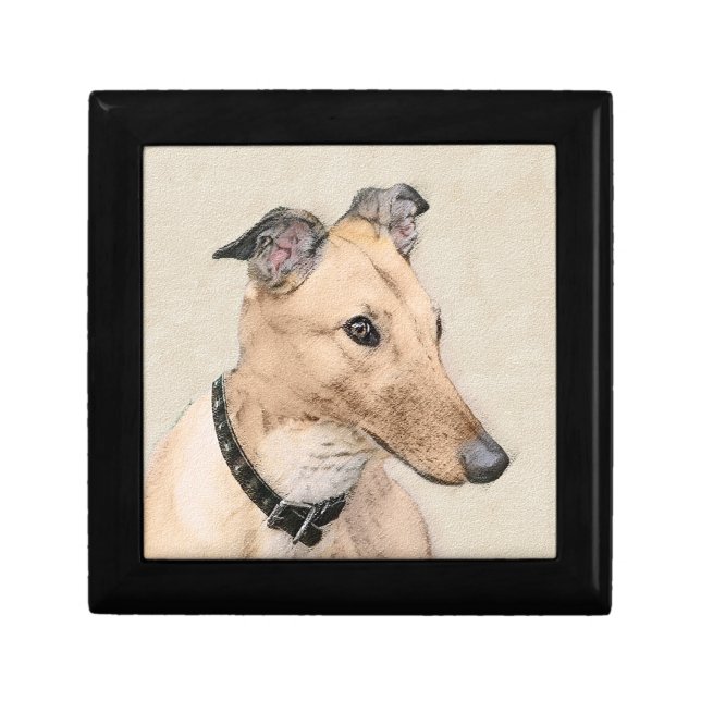 Greyhound Painting - Cute Original Dog Art Gift Box (Front)