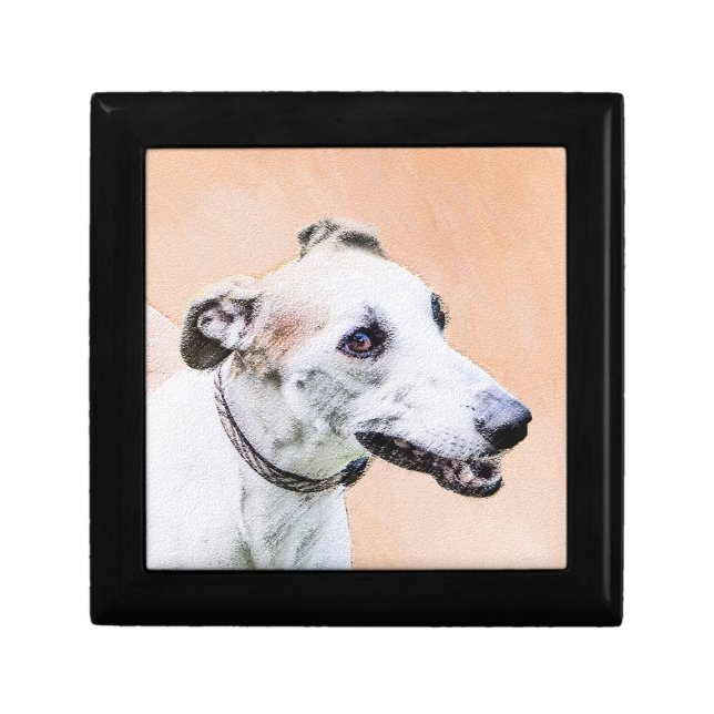 Greyhound Painting - Cute Original Dog Art Gift Box (Front)