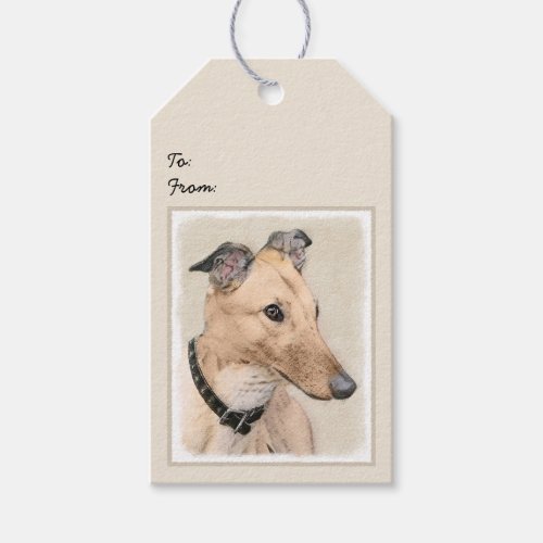 Greyhound Painting _ Cute Original Dog Art Gift Tags