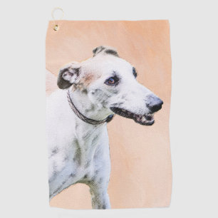 Greyhound Painting - Cute Original Dog Art Golf Towel