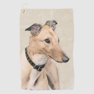 Greyhound Painting - Cute Original Dog Art Golf Towel