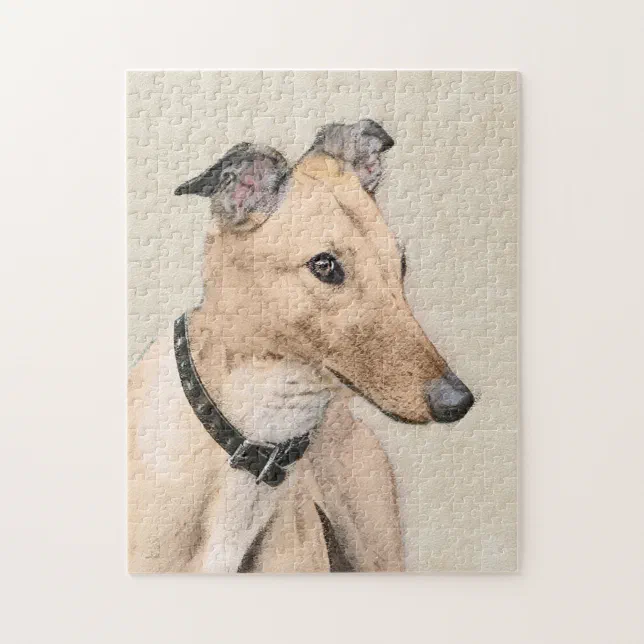 Greyhound Painting Cute Original Dog Art Jigsaw Puzzle Zazzle