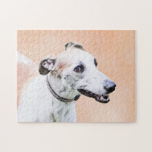 Greyhound Painting _ Cute Original Dog Art Jigsaw Puzzle