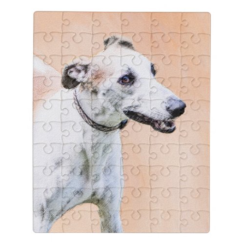 Greyhound Painting _ Cute Original Dog Art Jigsaw Puzzle