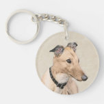 Greyhound Painting - Cute Original Dog Art Keychain