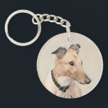 Greyhound Painting - Cute Original Dog Art Keychain<br><div class="desc">Greyhound dog portrait,  original painting.   We specialize in cute and funny original art. Buy this for yourself or as a great gift for your Greyhound loving friends. Be creative - click on CUSTOMIZE to add/remove/change text,  resize the picture,  change colors or anything else the customization tool will allow!</div>