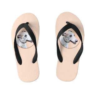 Greyhound Painting - Cute Original Dog Art Kid's Flip Flops
